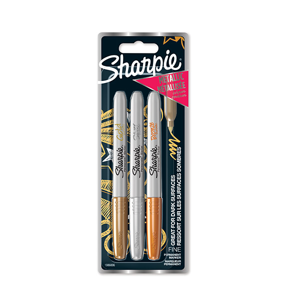 Sharpie Metallic Permanent Marker Assorted 3 Pack 2 Sharpie Metallic Permanent Marker Assorted 3 Pack