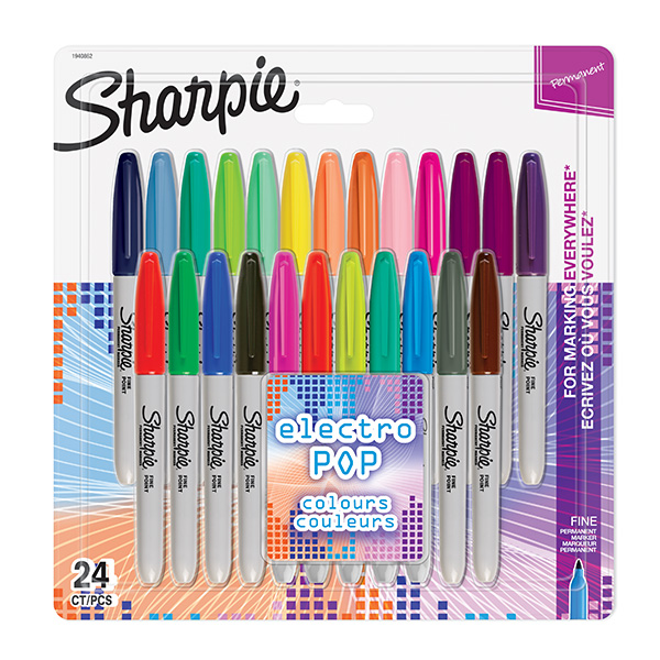 Sharpie Fine Permanent Marker Assorted Electro Pop 24 Pack 2 Sharpie Fine Permanent Marker Assorted Electro Pop 24 Pack